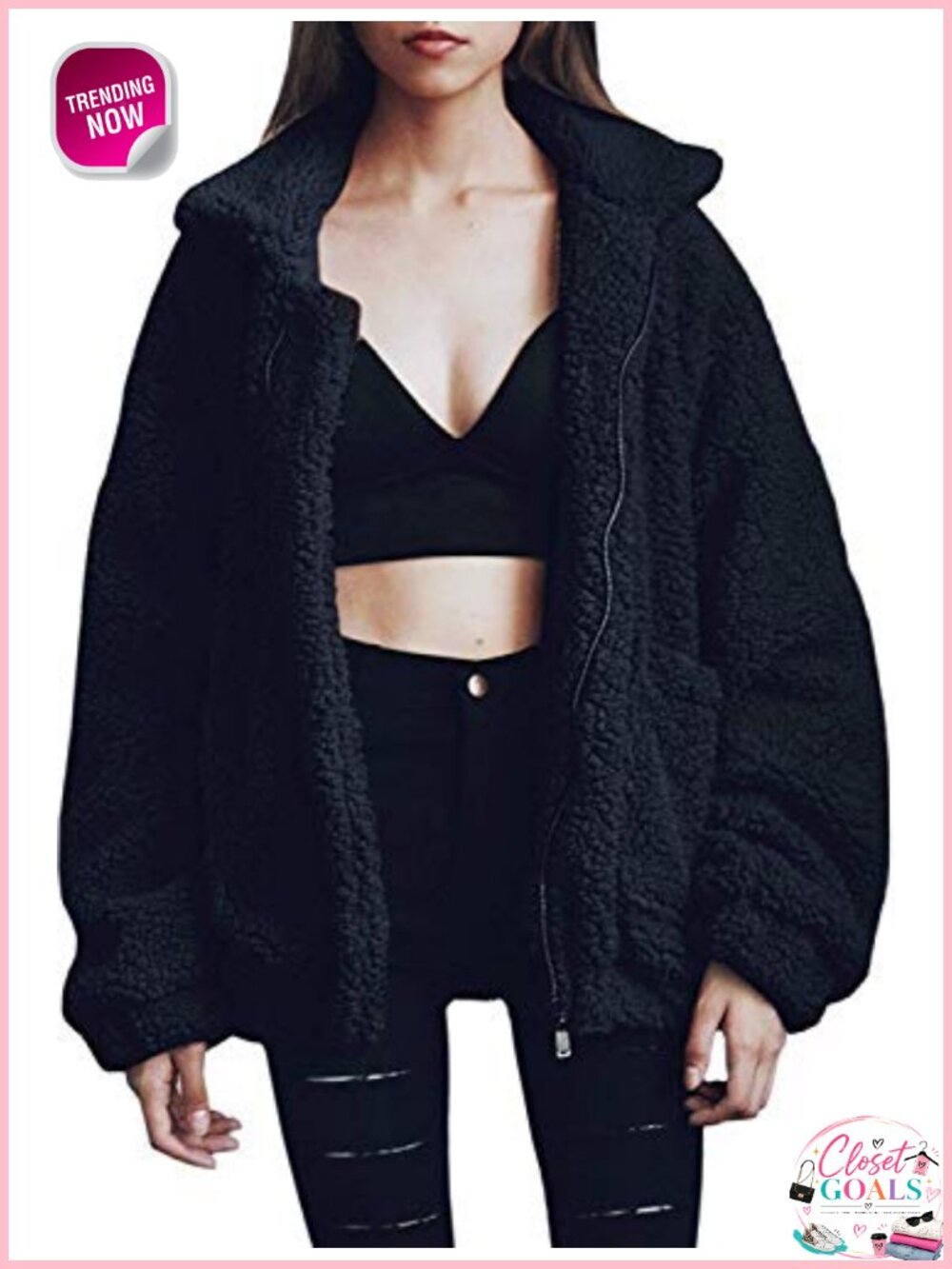 Women's Fuzzy Fleece Faux Fur Shearling Coat Oversized Winter Jacket
